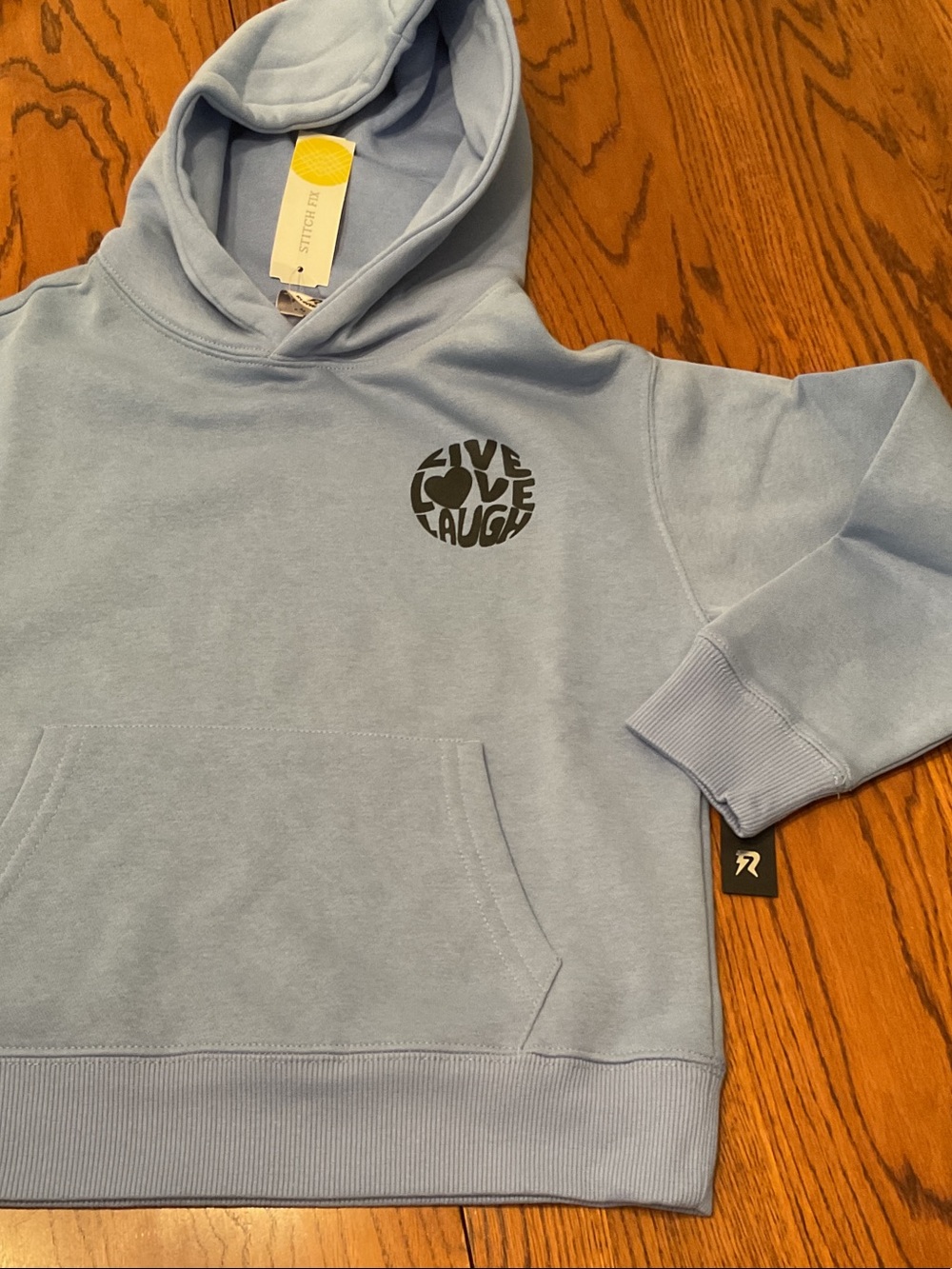 New Stitch Fix Kids Light Blue 'Live Love Laugh' Hoodie size Med.